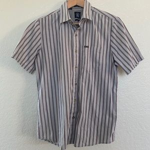 VOLCOM Short Sleeve Casual Striped Button Down, S